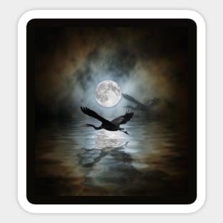 Heron Moon - Great Blue Heron Sticker